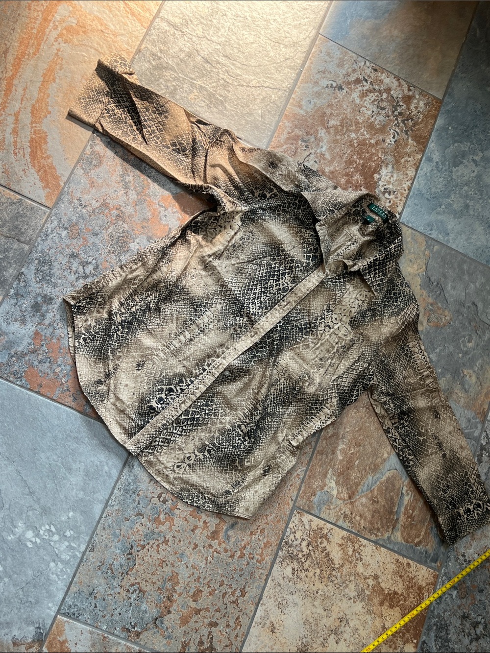 Ralph Lauren Brown and Beige Animal Print Button-Up